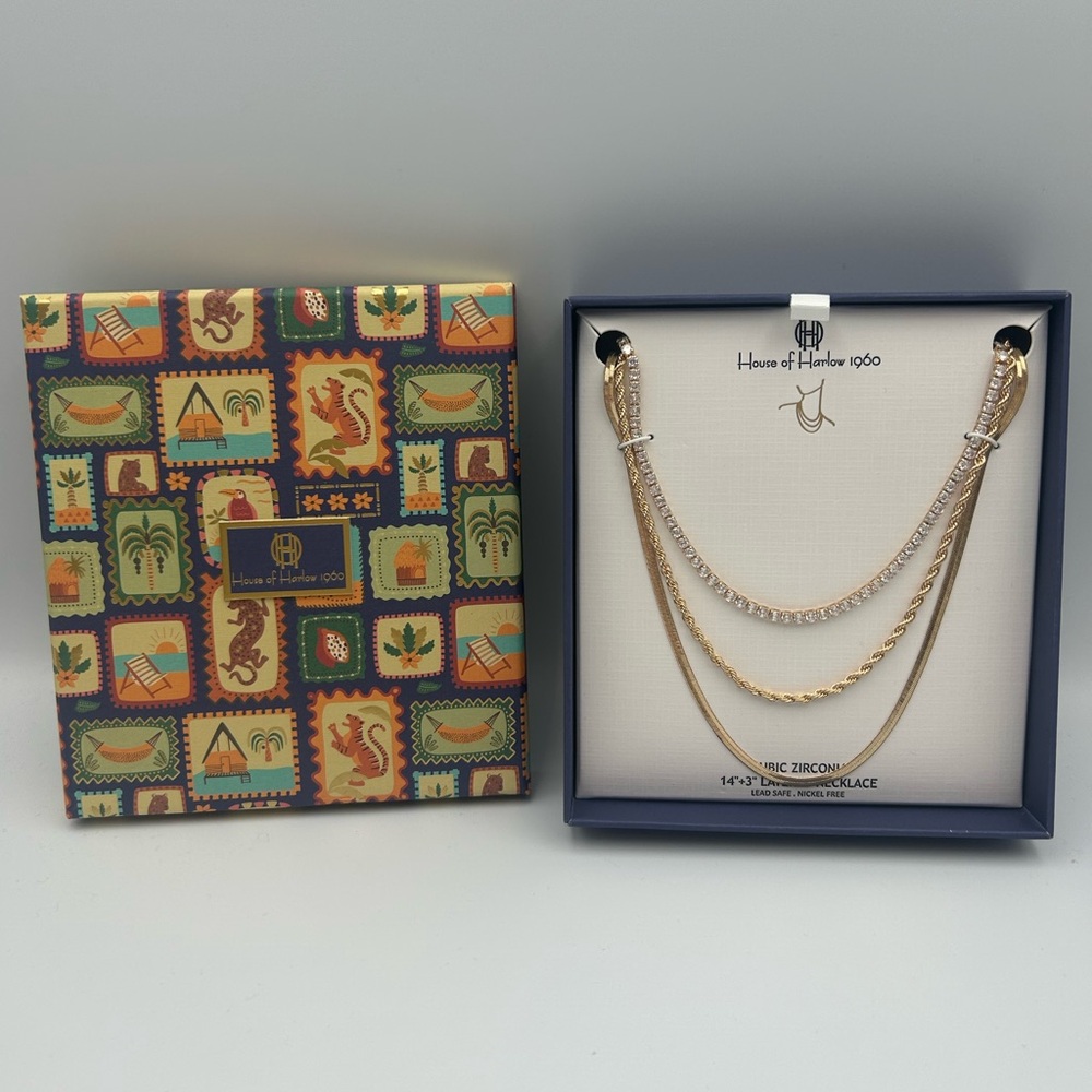 *New* House of Harlow 1960 Gold Layered Necklace - Picture 2 of 8